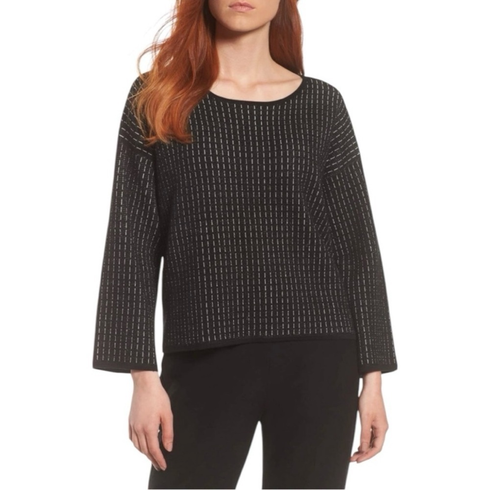 Eileen Fisher Jewel Neck Silk Blend Boxy Top